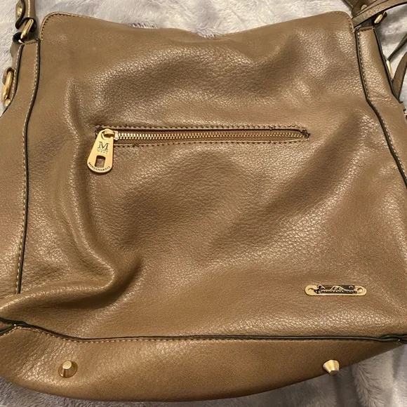 Montana West Tan Leather Shoulder Bag with Studs - Picture 2 of 9